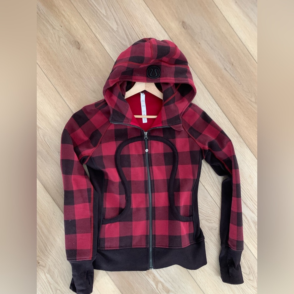 Lululemon Athletica Red and Black Plaid Hoodie